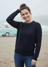 IrelandsEye Women's Aran Sweater | Navy