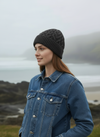 Aran Super Soft Heart Design Hat | Charcoal Grey Merino Wool