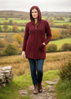 Wine Aran Cardigan Lifestyle