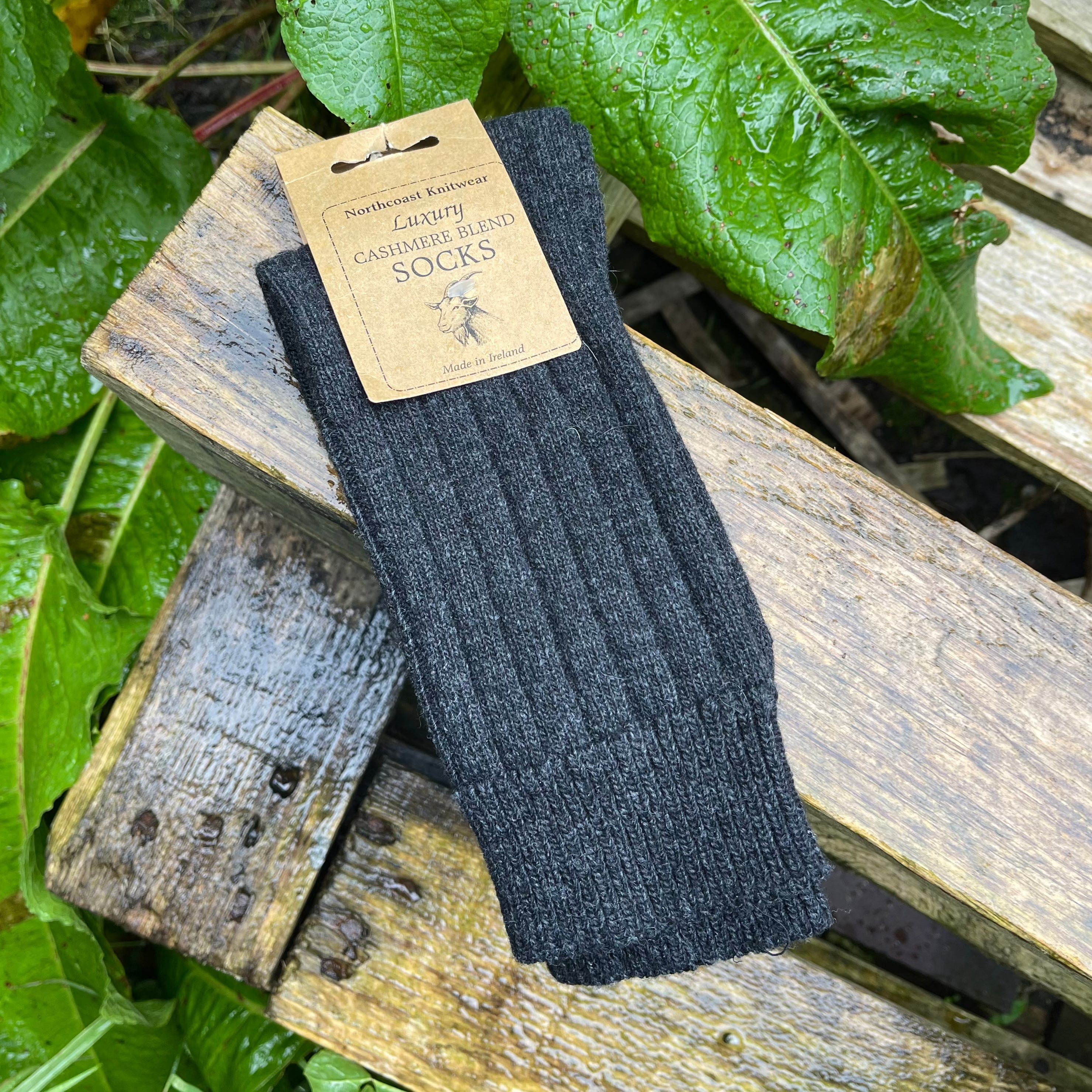 Dark Grey Luxury Cashmere Blend Irish Socks