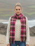 John Hanly Lambswool Scarf | Pink Maroon Check | Irish Heritage