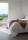 Bell Heather throw on bedroom linen