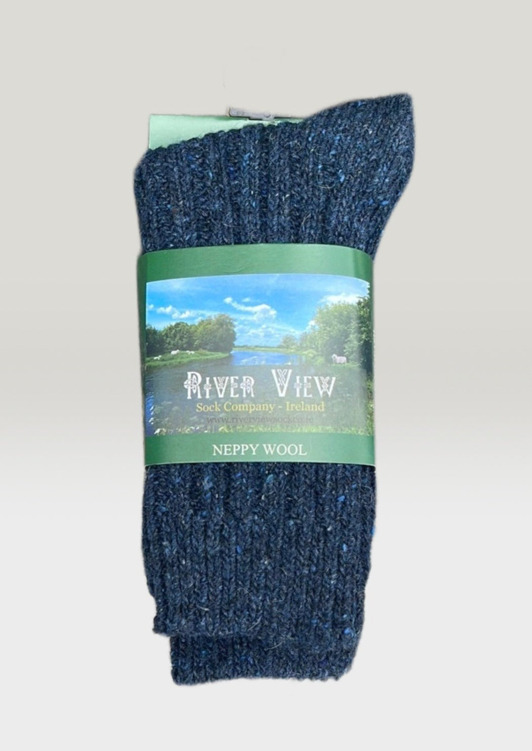 Navy Irish Wool Neppy Socks | Large