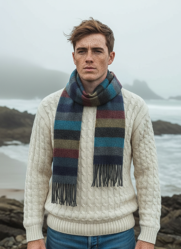Foxford Lambswool Armada Stripe Scarf - Lifestyle