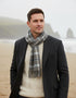 Foxford Lambswool Scarf | Grey & Taupe Check | Made in Ireland