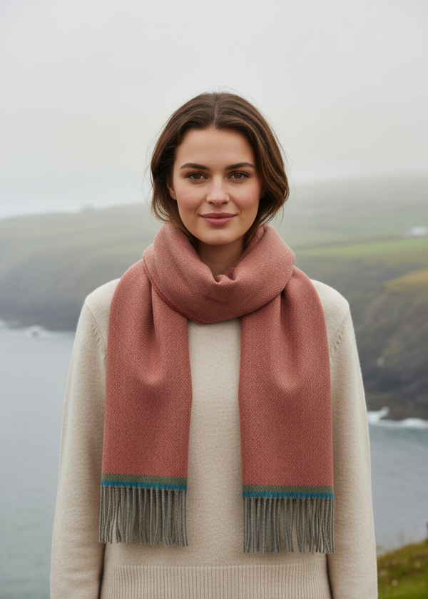 Foxford Terracotta Lambswool Scarf Lifestyle
