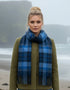 John Hanly Merino Wool Scarf | Blue Navy Plaid | Irish Made