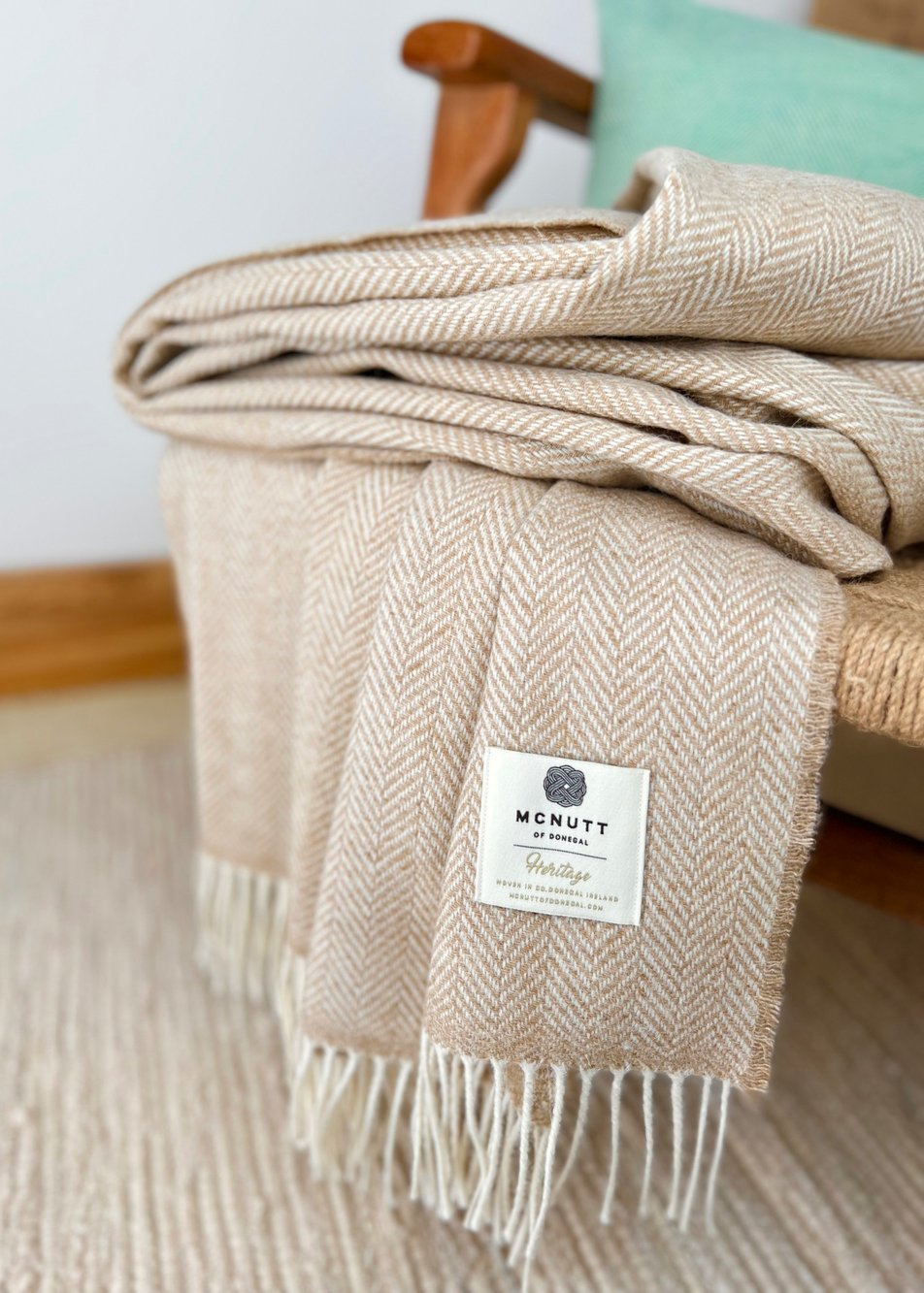 McNutt Wool Blanket | Sandstone Herringbone