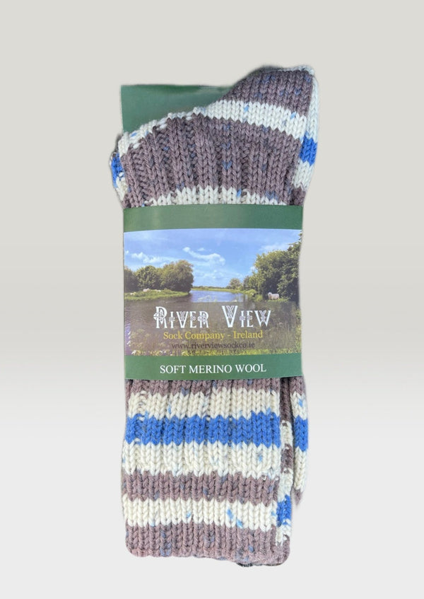 Men's Soft Merino Wool Fair Isle Socks | Brown Royal Ecru