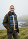 John Hanly Blue Orange Scarf on Male Model - Irish Autumn Lifestyle