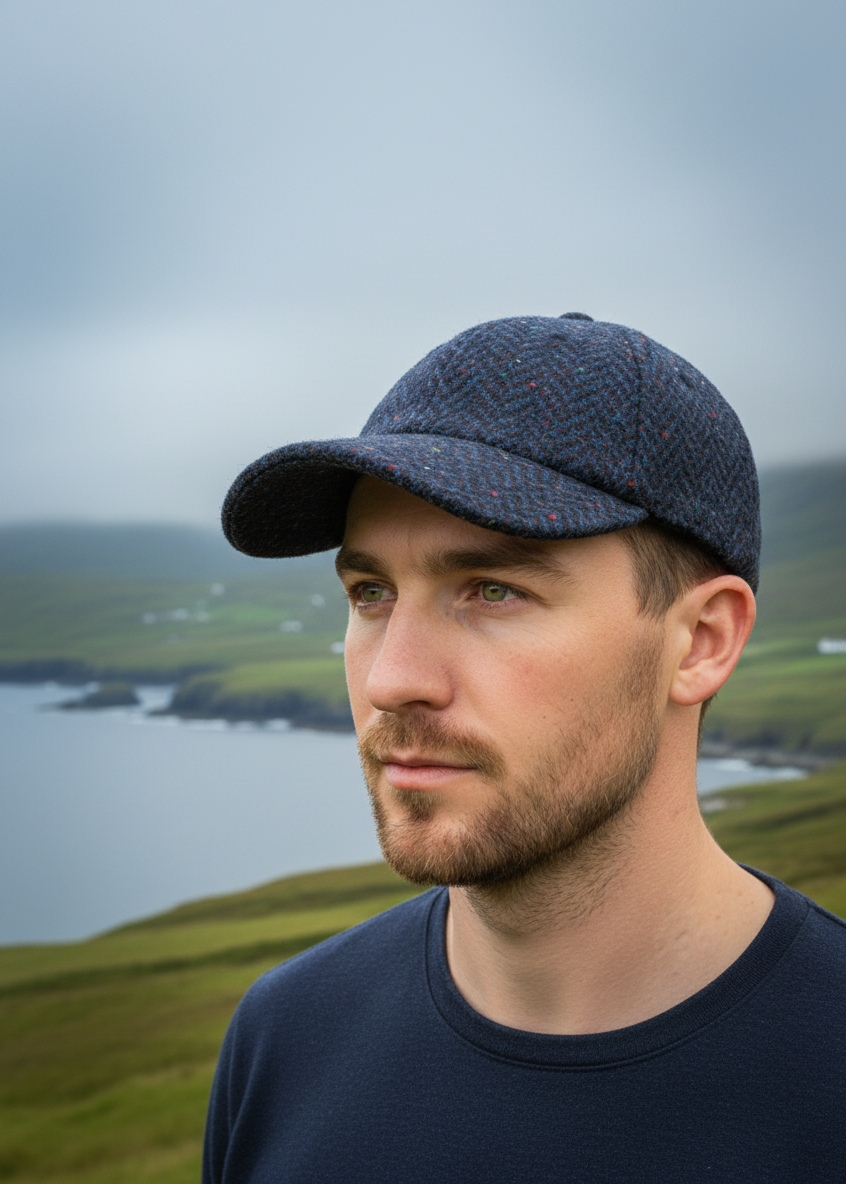 Irish Tweed Baseball Cap with improved model and background