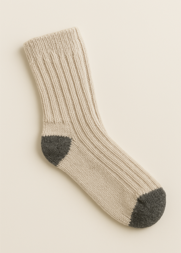 Oatmeal Grey Toe Merino Wool Socks