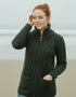 Aran Claddagh Zip Cardigan | Green