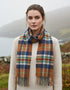 John Hanly Merino Scarf | Orange Navy Check