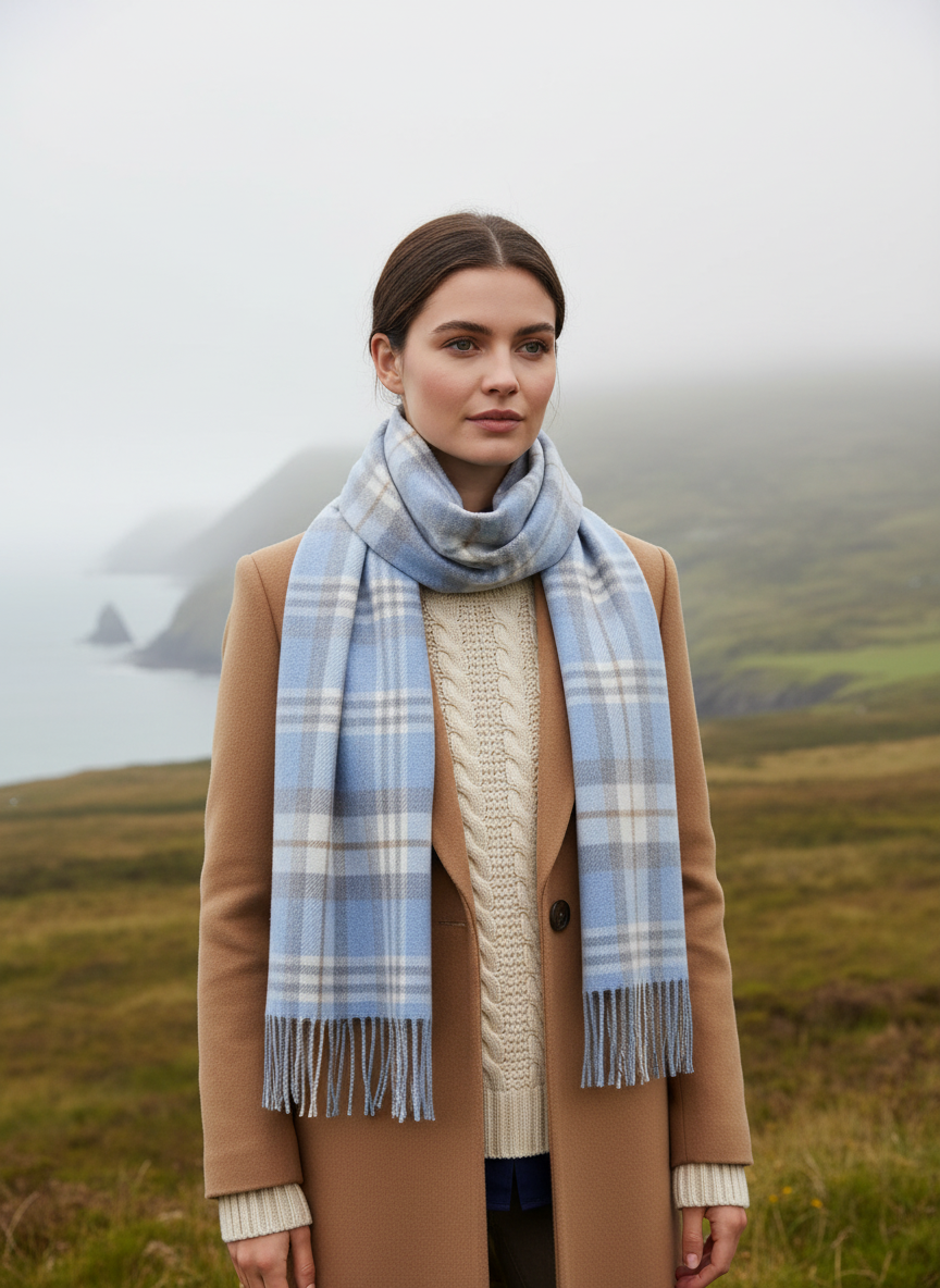 John Hanly Merino Scarf lifestyle image - corrected length