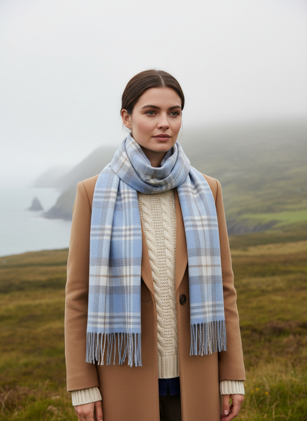 John Hanly Merino Scarf lifestyle image - corrected length