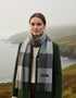 John Hanly Merino Scarf | Grey Mix Block Check