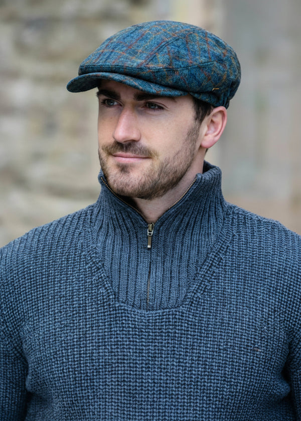 Mucros Kerry Cap | Premium Wool Flat Cap in Green Plaid