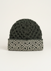 Aran Celtic Design Wool Hat - Army Green