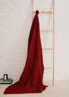 Aran Patchwork Merino Wool Blanket | Red - Clearance