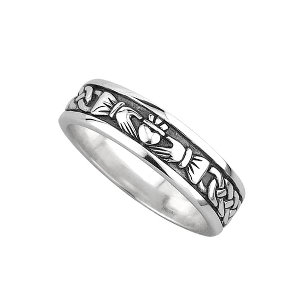 Ladies Oxidised Sterling Silver Claddagh Ring