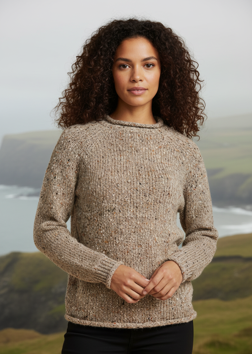 Ladies Donegal Roll Neck Sweater Lifestyle