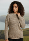 Ladies Donegal Roll Neck Sweater - Oat | 100% Wool Knitwear