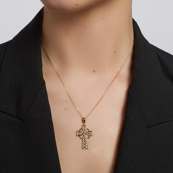 14k Gold Celtic High Cross Pendant