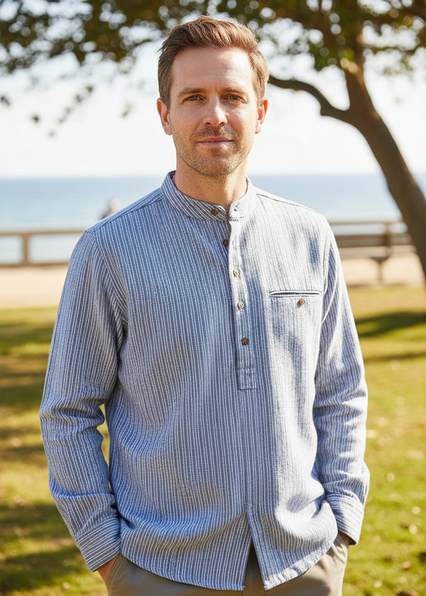 Lee Valley Flannel Grandfather Shirt on Male Model