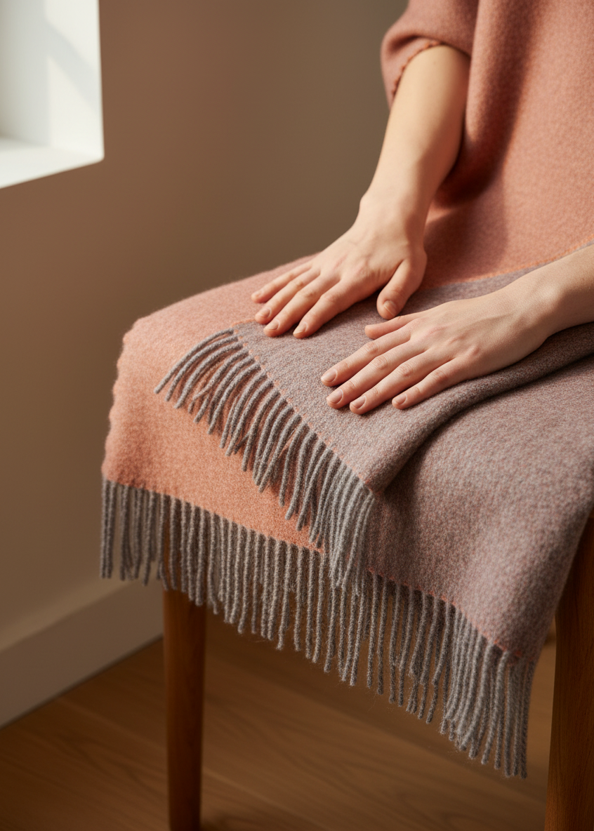 McNutt Irish Wool Blanket - Peach Nectar | 100% Pure Wool Throw