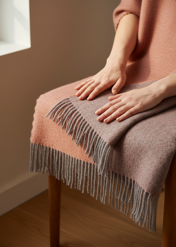 McNutt Irish Wool Blanket - Peach Nectar | 100% Pure Wool Throw