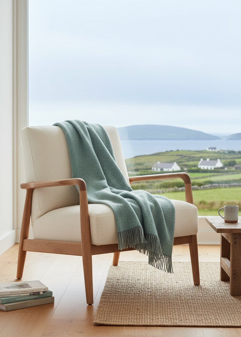 McNutt Irish Wool Throw Blanket - Cosy Aqua