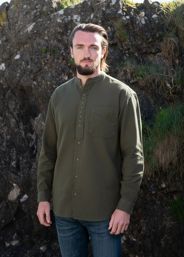 Civilian Men's Grandfather Shirt | Army Green