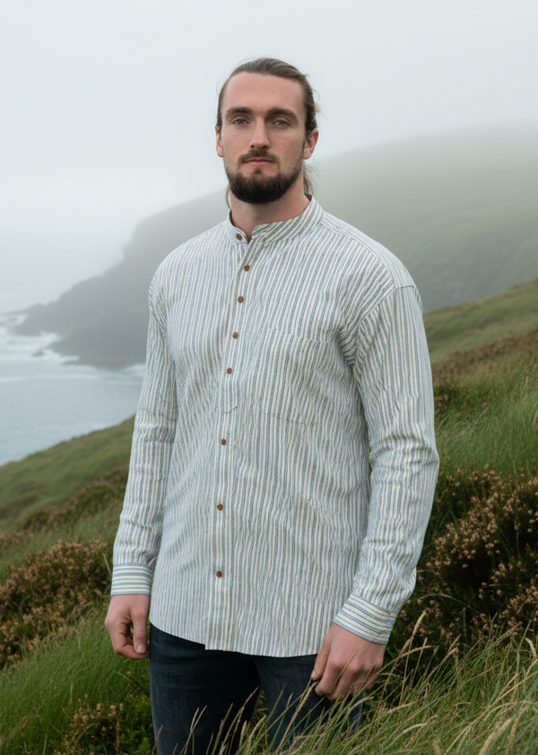Traditional Irish Grandfather Shirt | Light Blue
