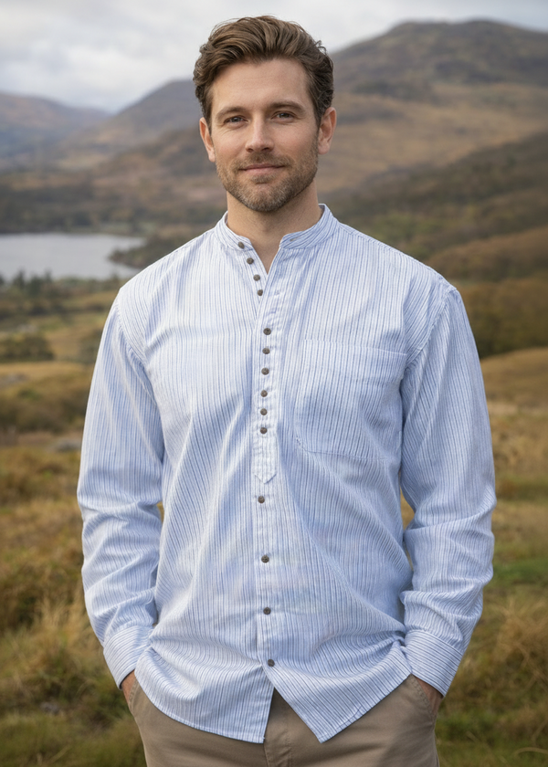 Civilian Irish Grandfather Shirt | Traditional Cotton Collarless Shirt