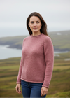 Women's Roll Neck Merino Wool Fisherman Sweater | Pink 