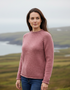 Women's Roll Neck Merino Wool Fisherman Sweater | Pink - Clearance
