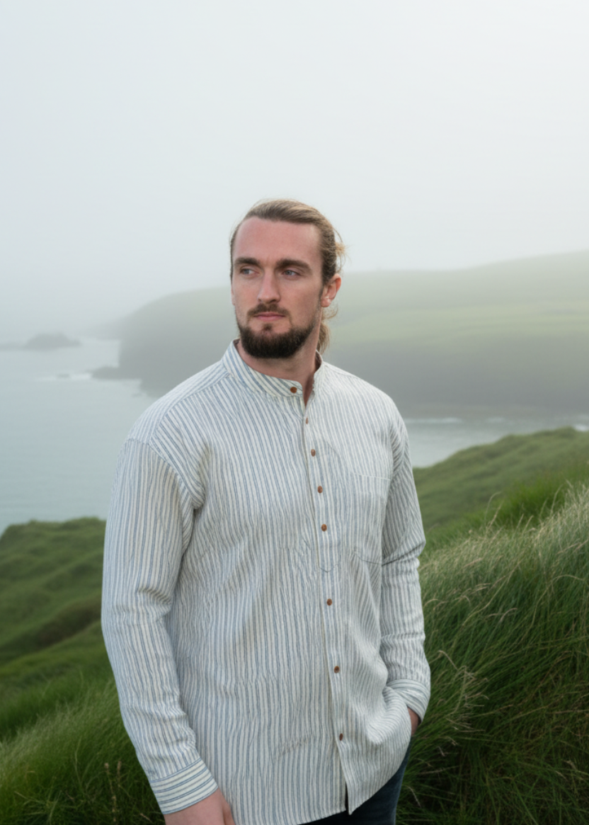 Traditional Irish Grandfather Shirt | Light Blue

