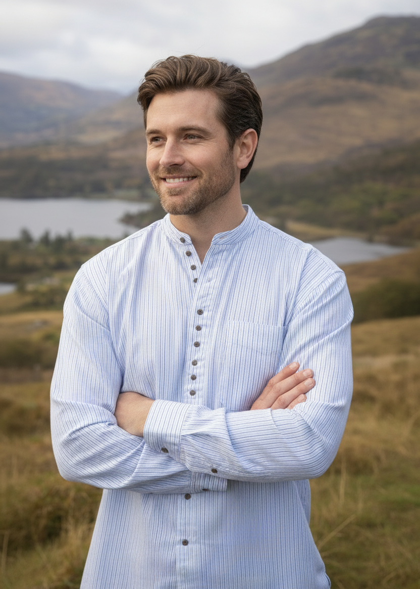 Civilian Irish Grandfather Shirt | Traditional Cotton Collarless Shirt