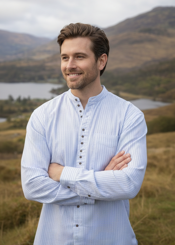 Civilian Irish Grandfather Shirt | Traditional Cotton Collarless Shirt