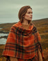 John Hanly Lambswool Cape | Orange Tartan Mix | Irish Wool Shawl