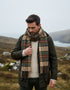 John Hanly Merino Scarf | Green Brown Charcoal Camel Check