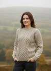 Unisex Aran Wool Sweater | Traditional Irish Knitwear | Flecked Oatmeal