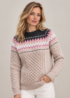 Ladies Slim-Fit Aran Fair Isle Sweater | Beige
