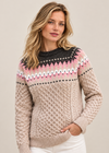 Ladies Slim-Fit Aran Fair Isle Sweater | Beige