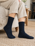 Navy Irish Wool Neppy Socks | Women's