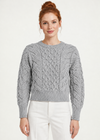 Light-grey cropped sweater front pose