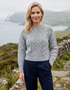 Crop Cable Knit Aran Sweater | Misty Grey - Clearance