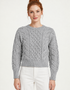 Kurzer Aran-Strickpullover | Nebelgrau – Räumungsverkauf
