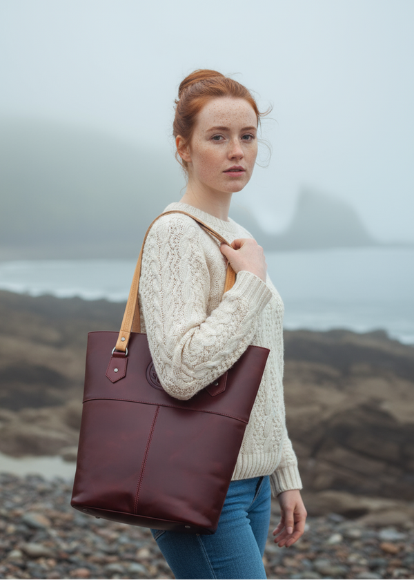 Lee River Red Leather Tote Bag